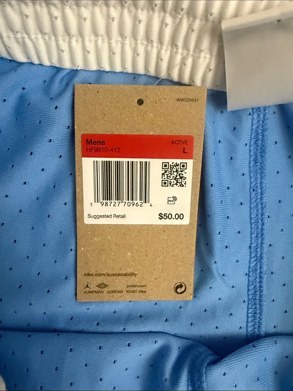 Jordan Light Blue Basketball Shorts with White Trim